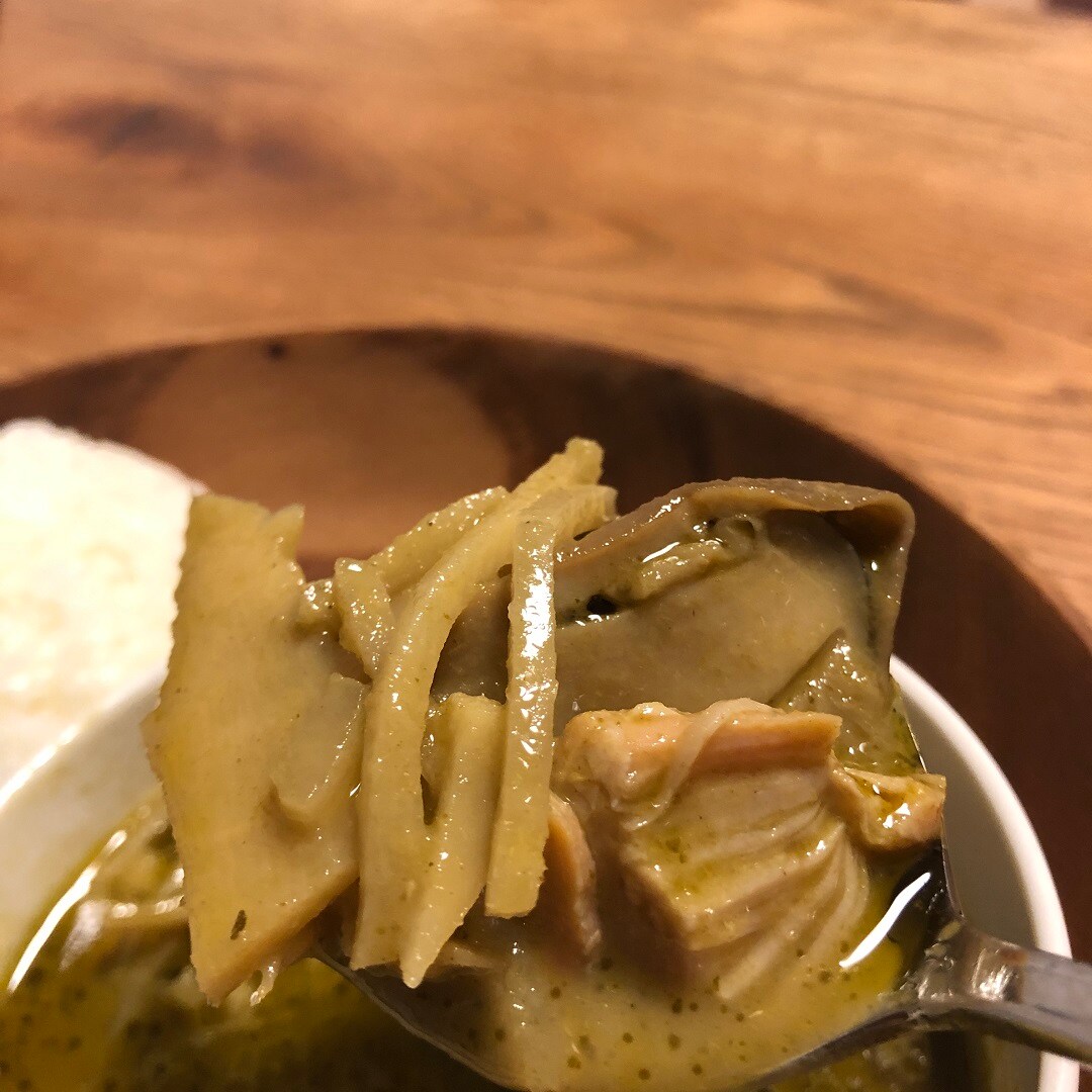 グリーンカレーの具材アップ