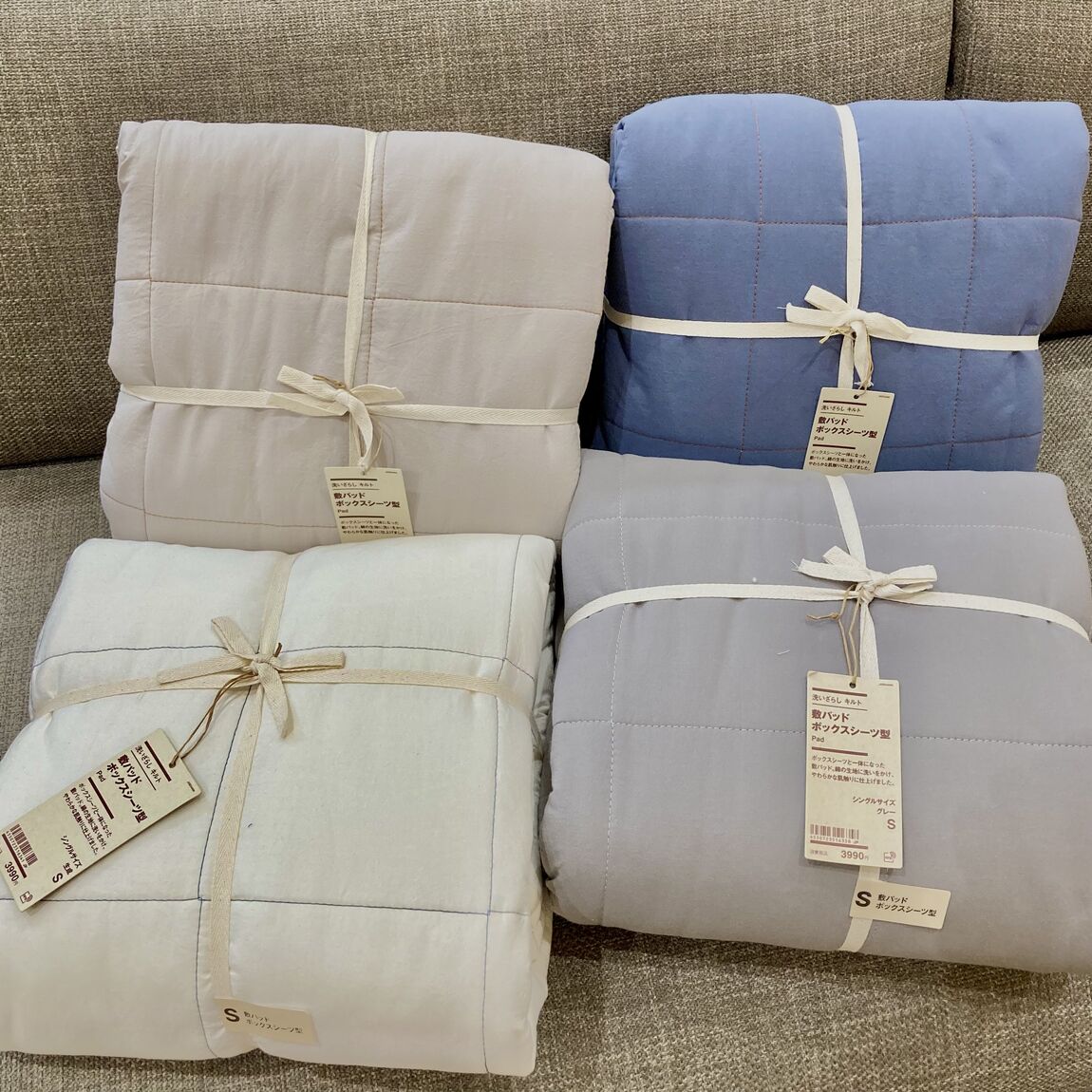 【ビバシティ彦根】新商品　洗いざらしキルト　薄掛ふとん、敷パッド_6aatVb