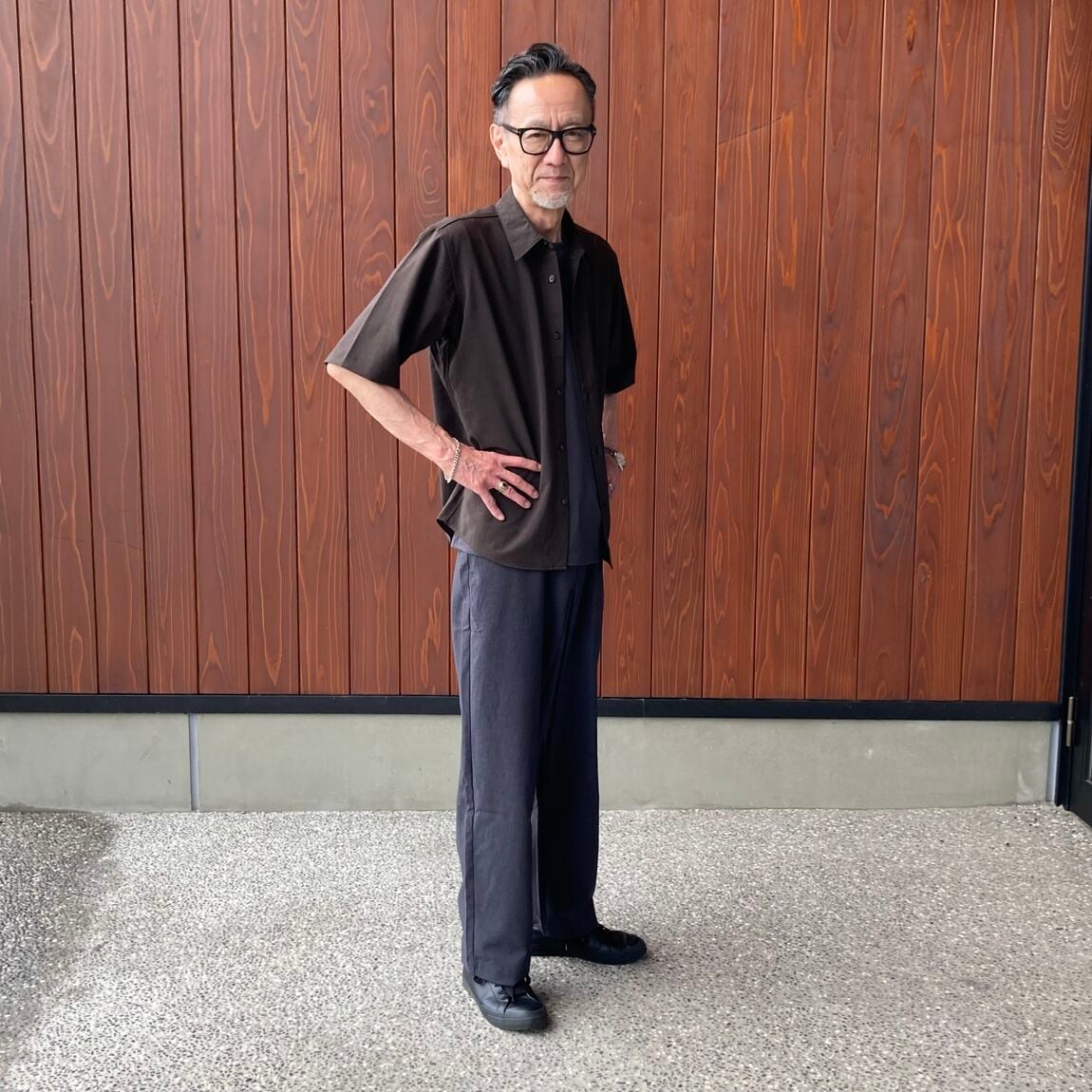 【いわて生協盛岡向中野】身長181cm ヒデさん風を通す五分袖シャツ_JiWh5i