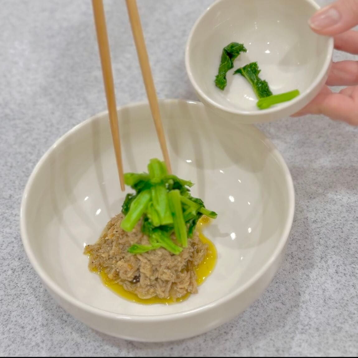 しらすのアヒージョとなばな