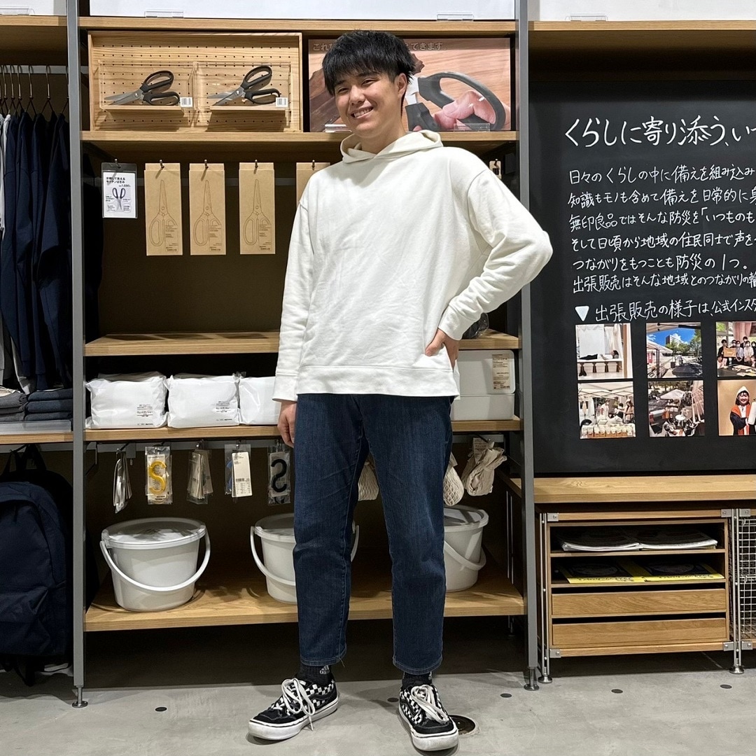 新品 MUJI ジャパンファブリックストレッチデニムテーパード 27 男女兼用