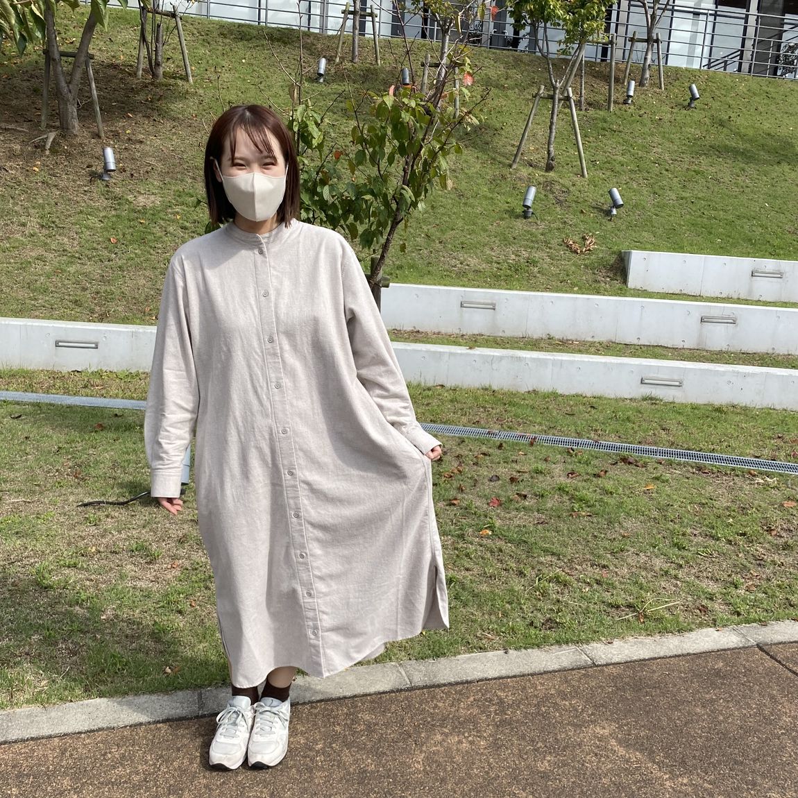 フランネルワンピースを着用した写真
