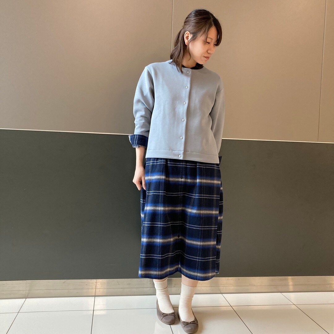 フランネル長袖シャツワンピース