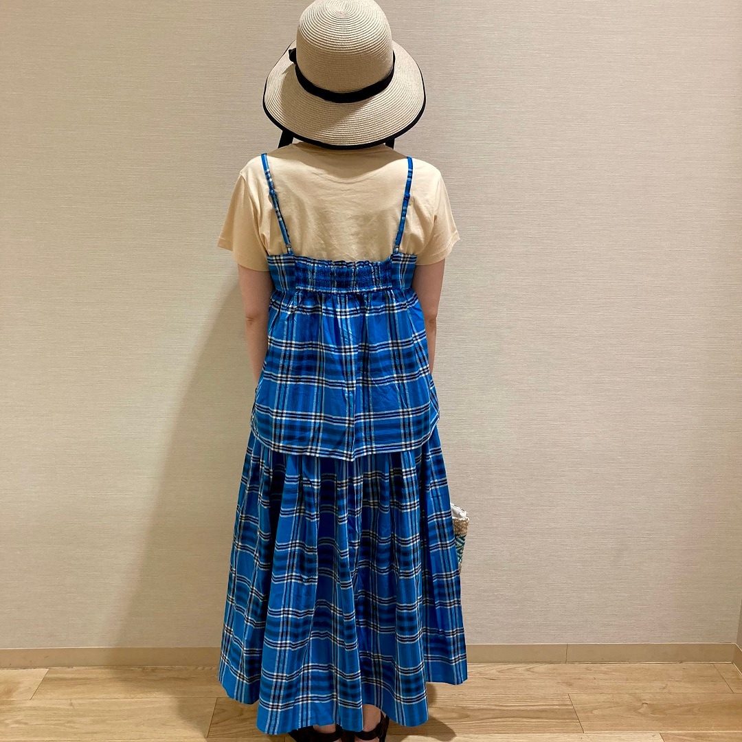  婦人　マドラスチェック　キャミソールブラウス 