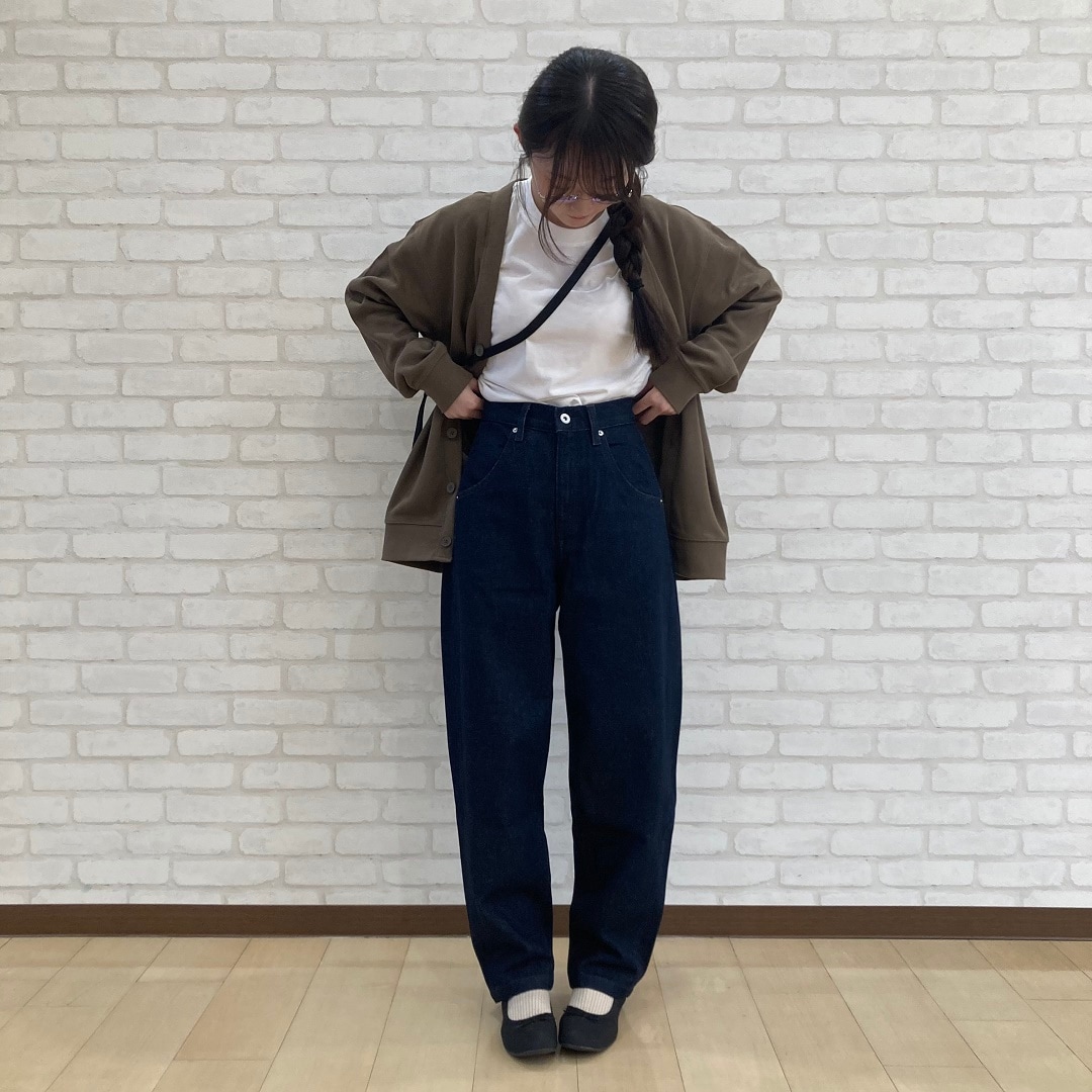 木の実から作ったカポック混　デニムバレルパンツ