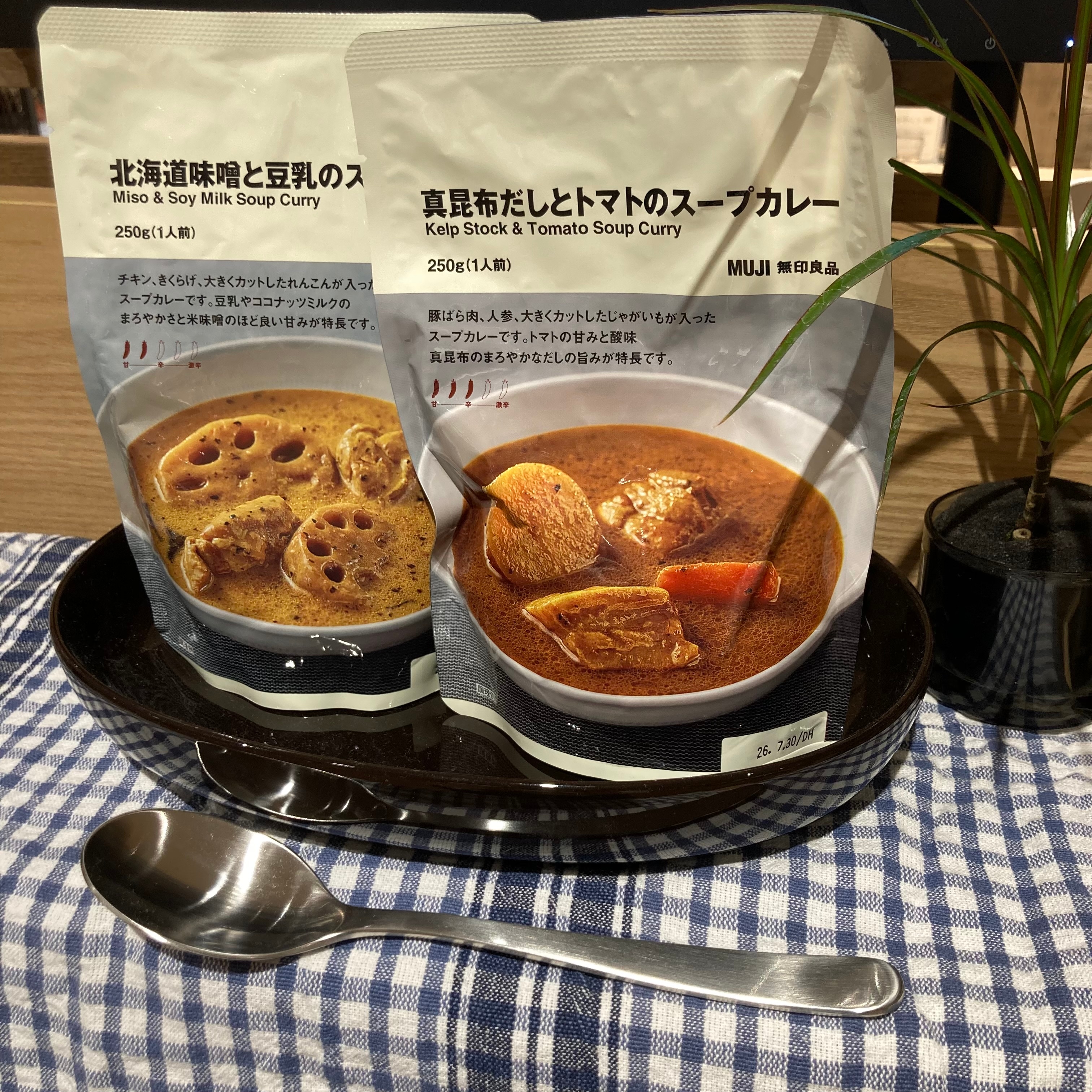 お皿にスープカレーが2種類のっている