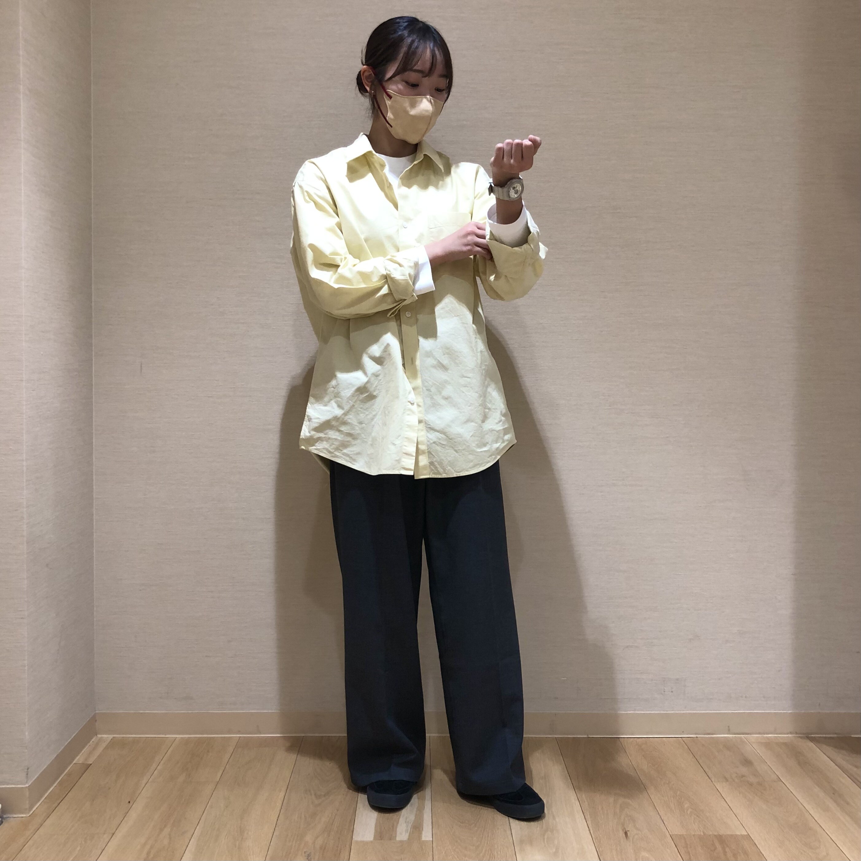 スムース編みクルーネック長袖Tシャツ・婦人M・白