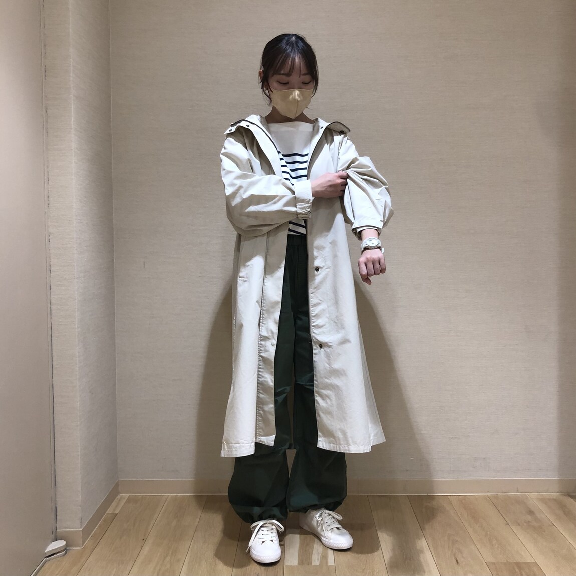 ボーダーボートネック七分丈Ｔシャツ・婦人M・ネイビーボーダー