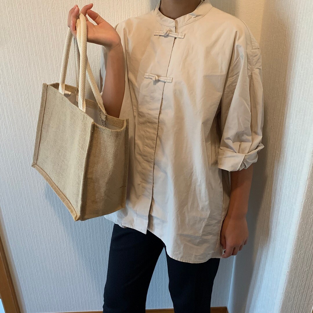ワッシャーポプリン結び紐ブラウス