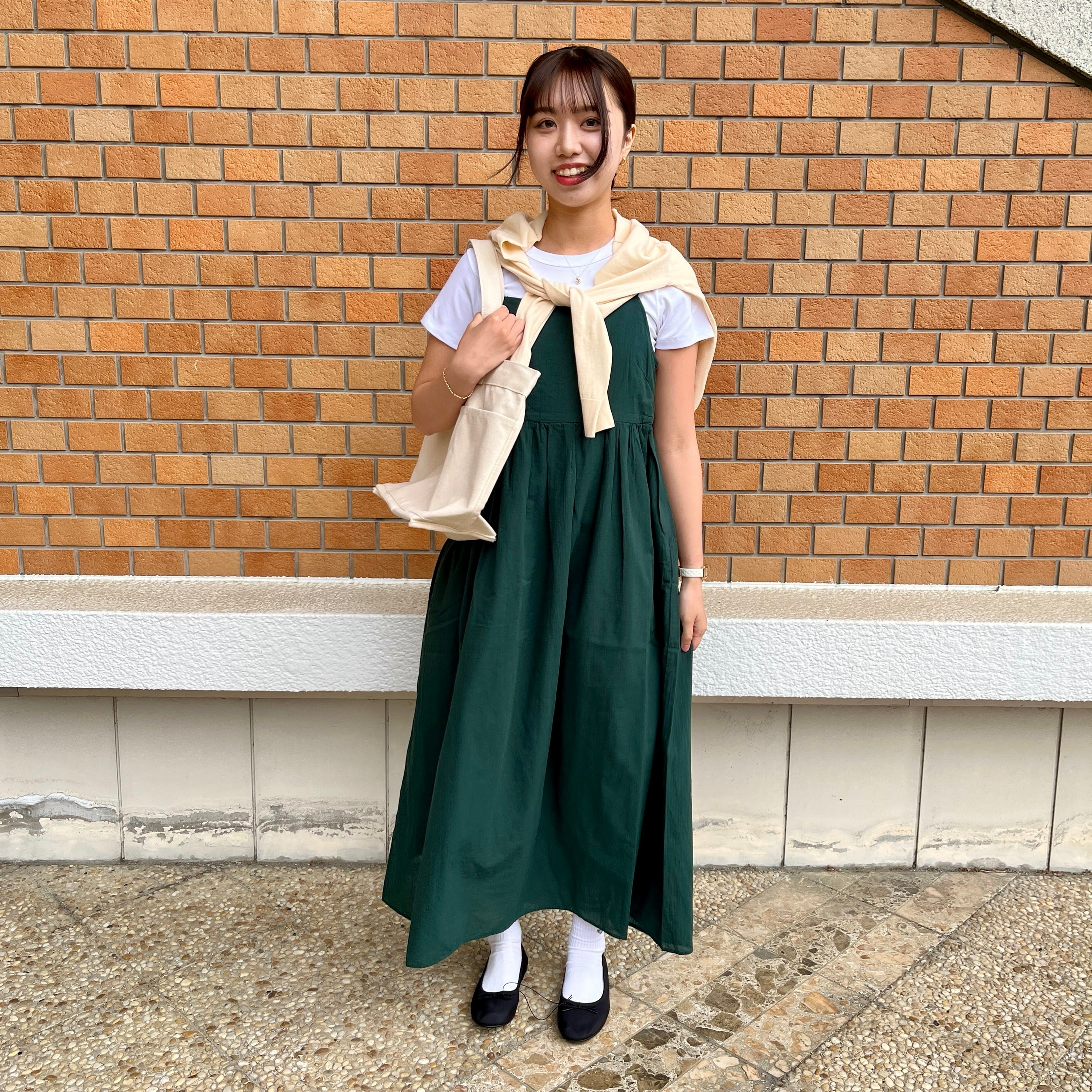 強撚キャミワンピースを使ったコーディネート
