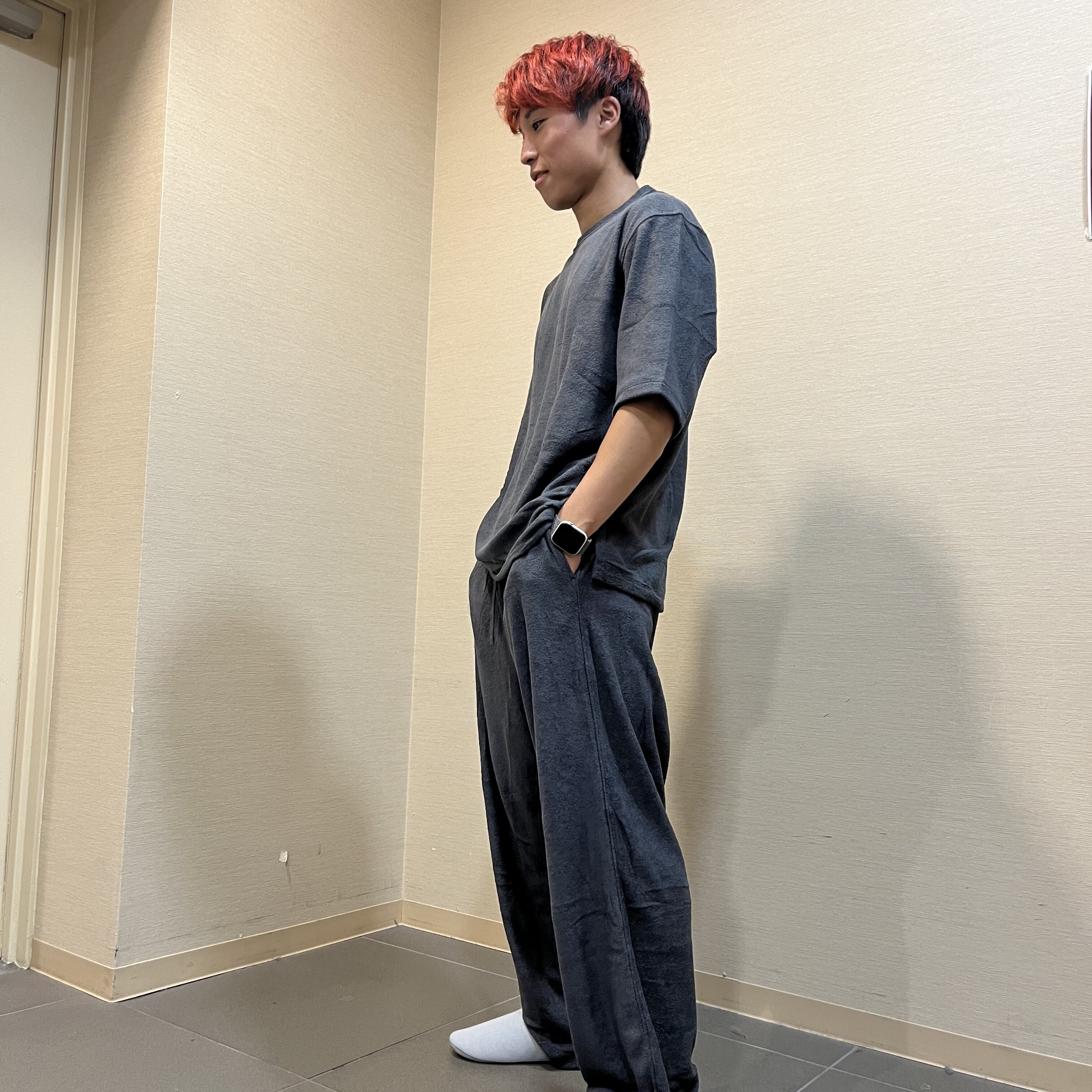 紳士　パジャマ　グレー
