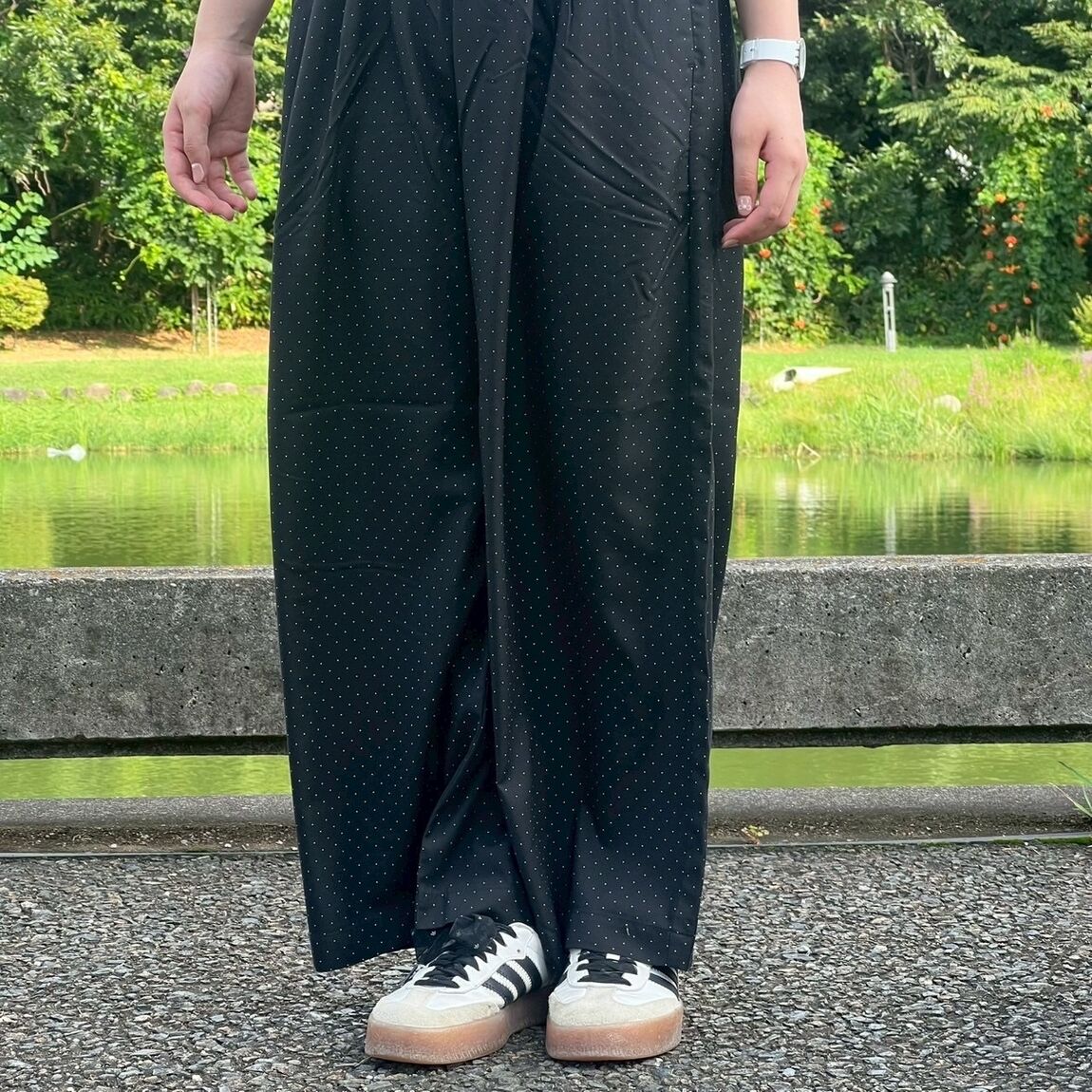 婦人　リヨセル混イージーワイドパンツ