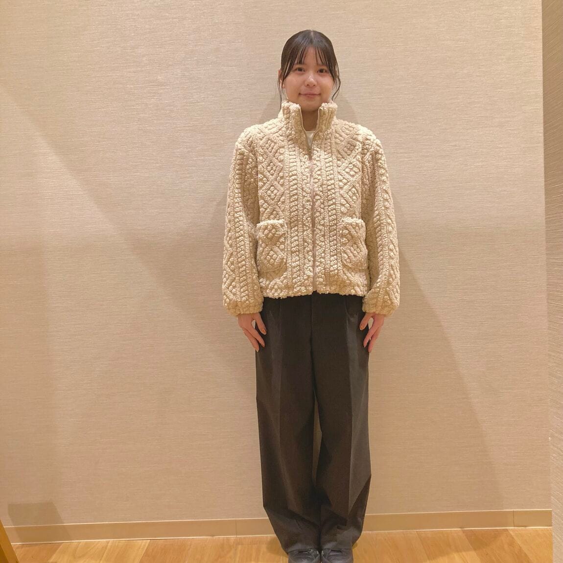 【イオンタウン旭】もこもこ、あたたか。アラン柄ボアジャケットのご紹介。_J0h3DH
