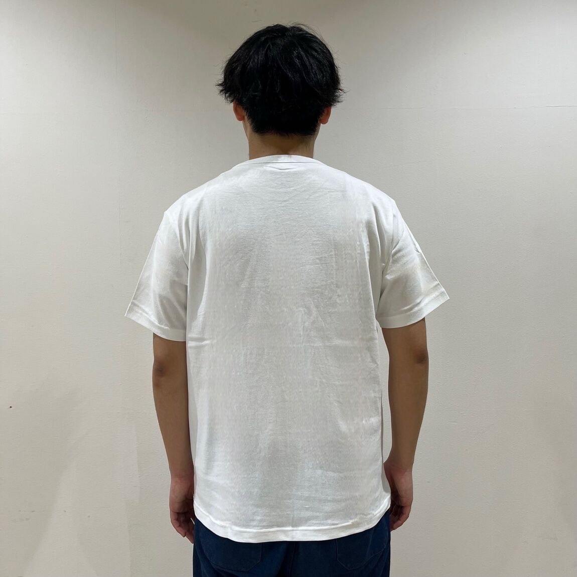 洗いざらし太番手 クルーネック半袖Ｔシャツ後ろ