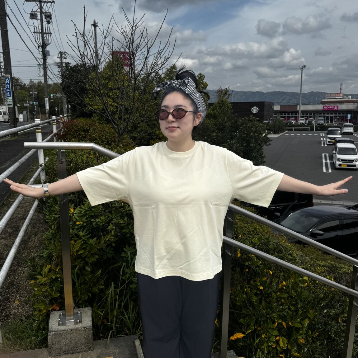 涼感UVカットクルーネックワイドTシャツ