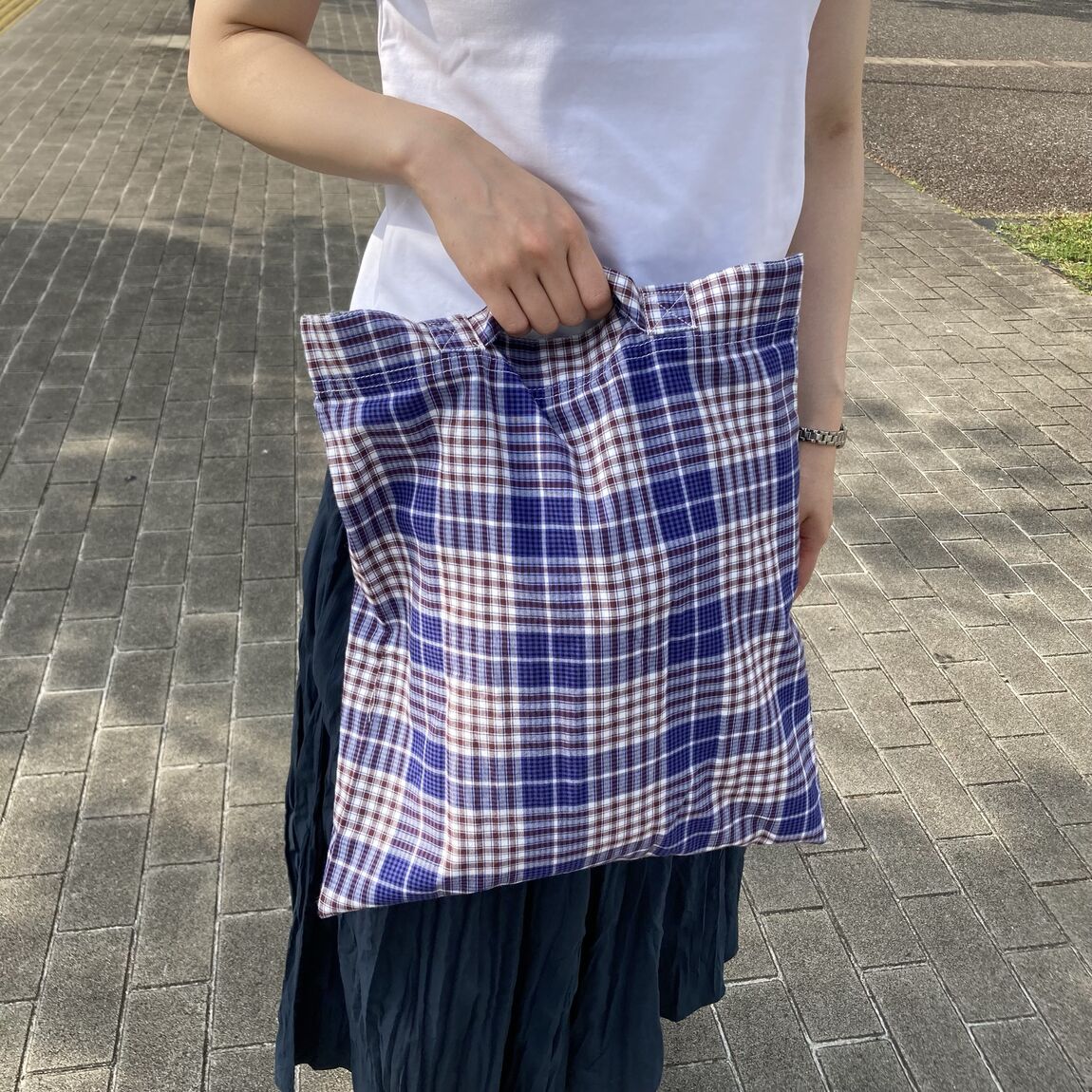 マドラスチェックトートバッグ