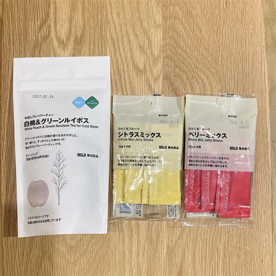 白桃グリーンルイボス、ひとくちフルーツ２種