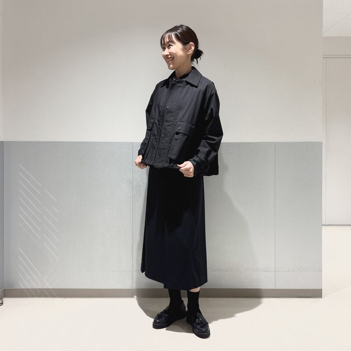 MUJI Labo 婦人 ユニフォーム素材で作ったショートブルゾン L/黒 完売 