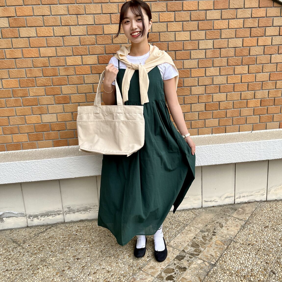強撚キャミワンピースを使ったコーディネート