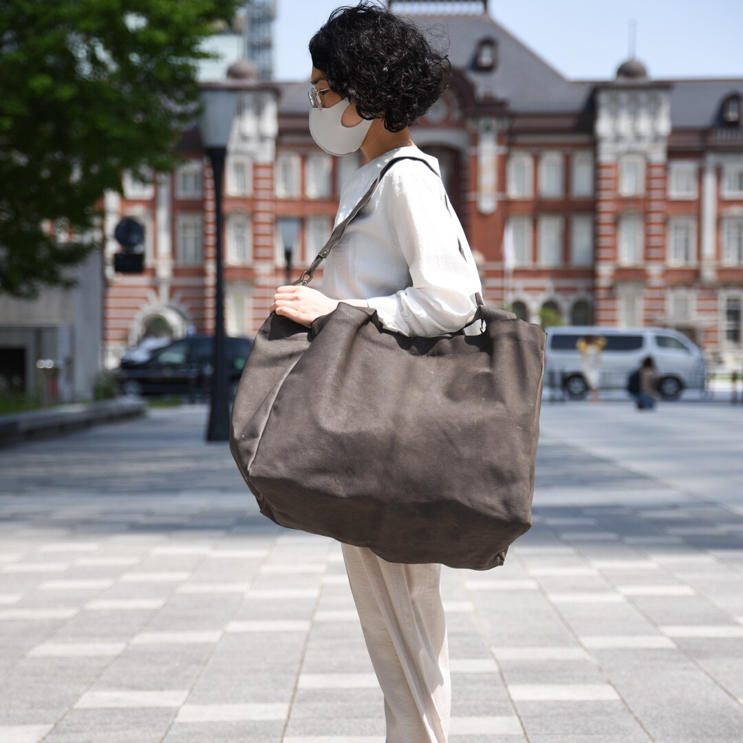 染めピッグスキンラウンドトートバッグ“SOME CORON” sonor 染めピッグ