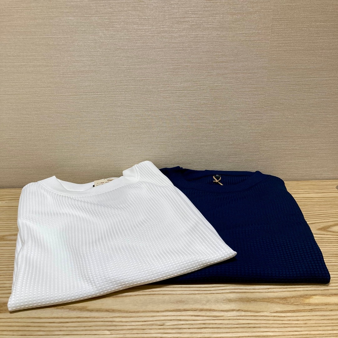 ワッフルクルーネックたたみ