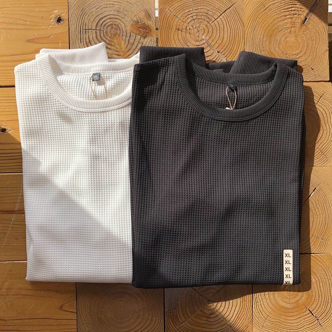UVカット乾きやすいワッフル長袖Tシャツ