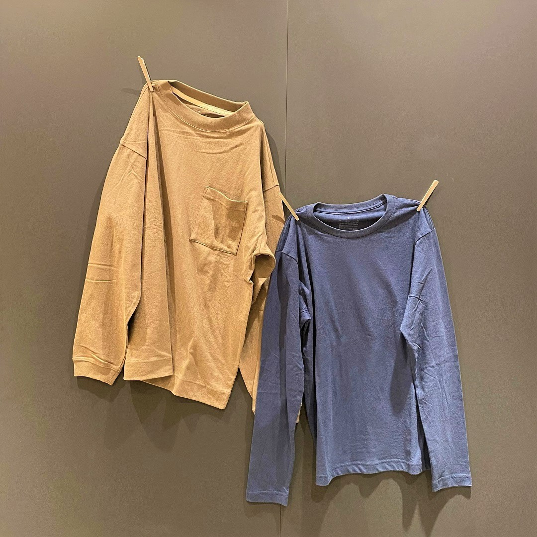洗いざらし天竺編みクルーネック長袖Tシャツ(紳士)