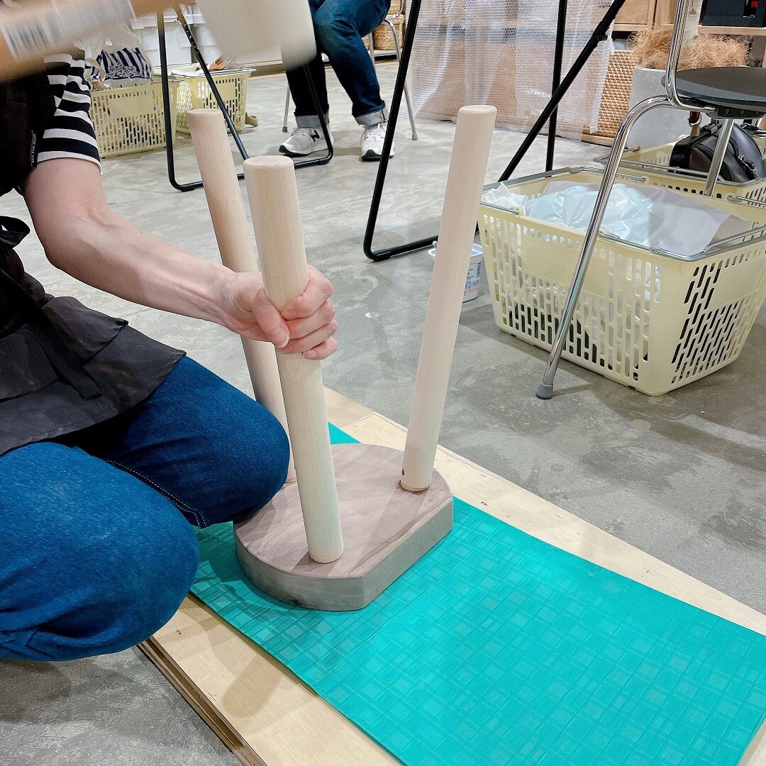 ゴム製ハンマー使用