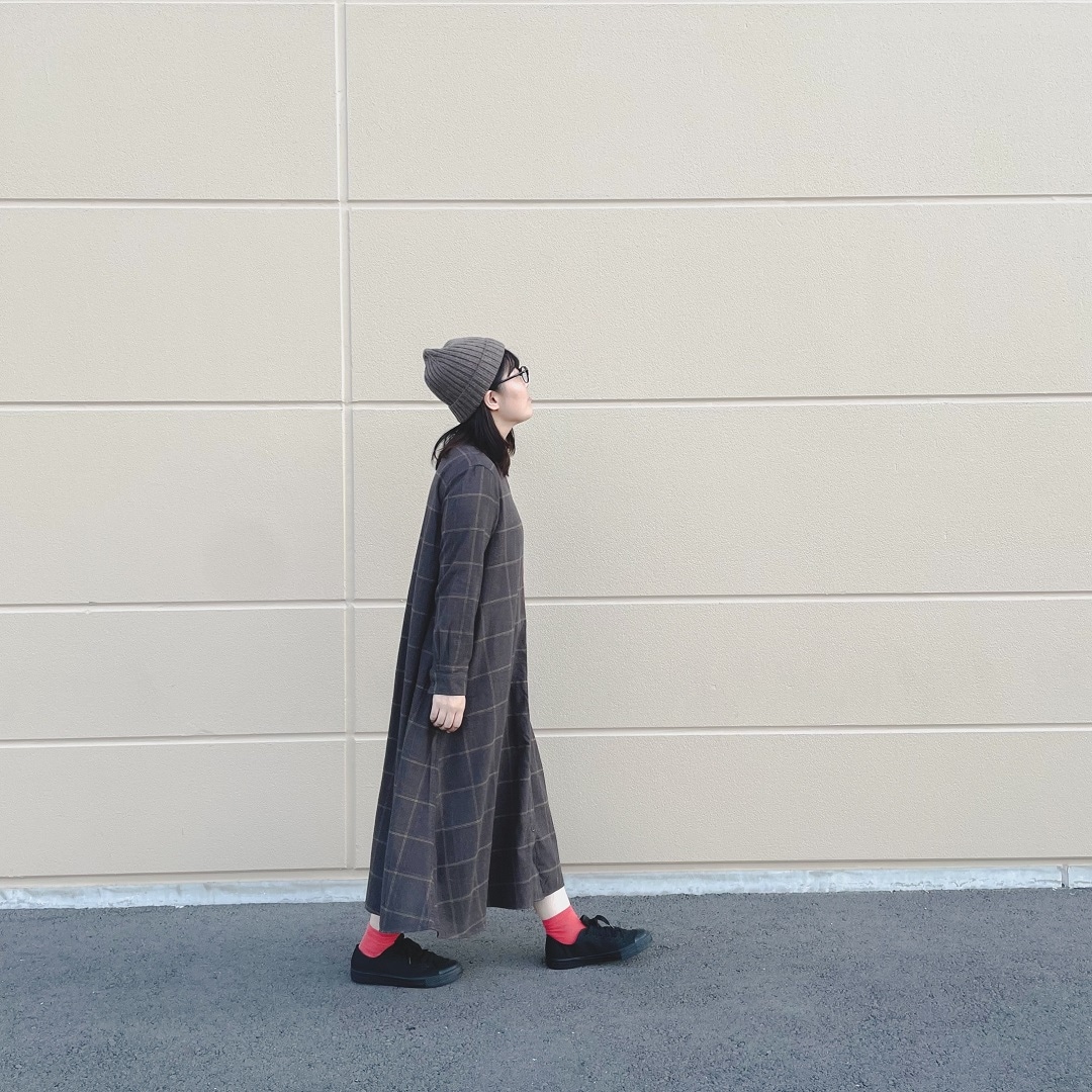 フランネルワンピース歩き