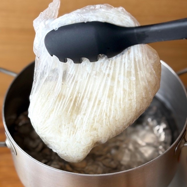 湯せんで炊飯