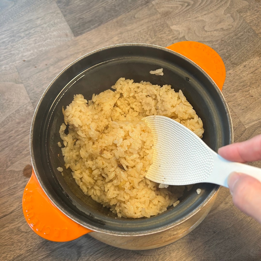 秋刀魚炊き込みご飯の炊き上がり