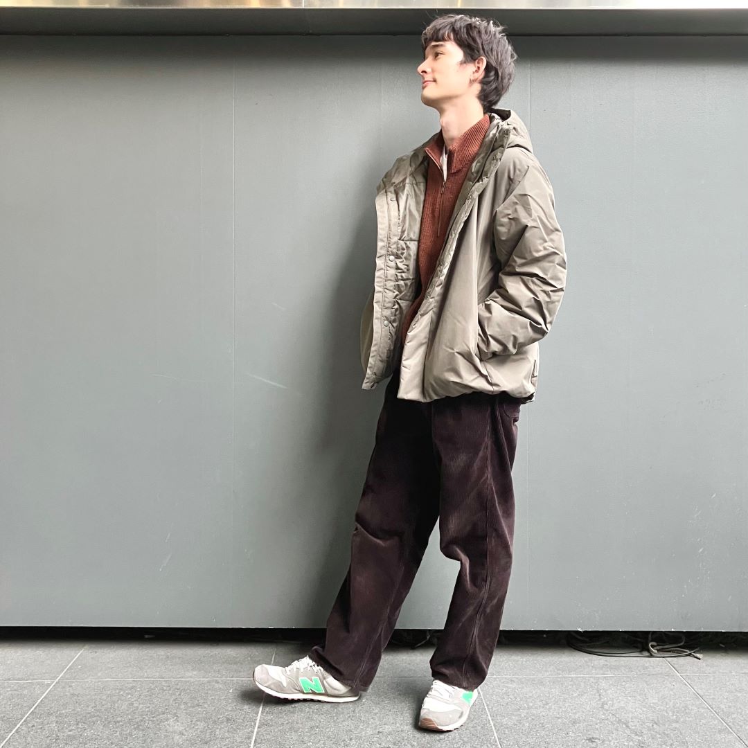 紳士　中わたフードジャケット　ダークモカブラウン