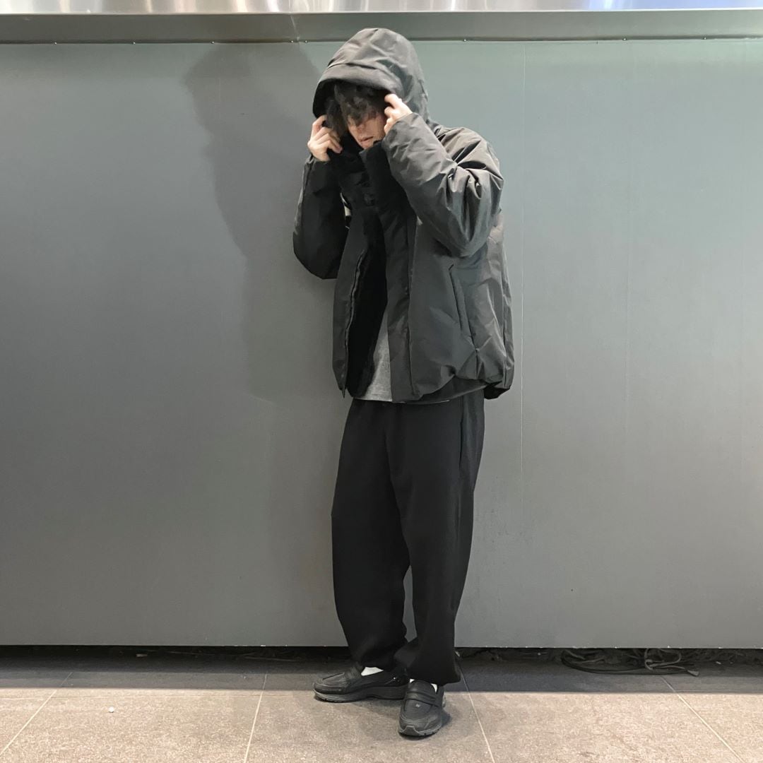 紳士　防風撥水中わたフードジャケット　黒