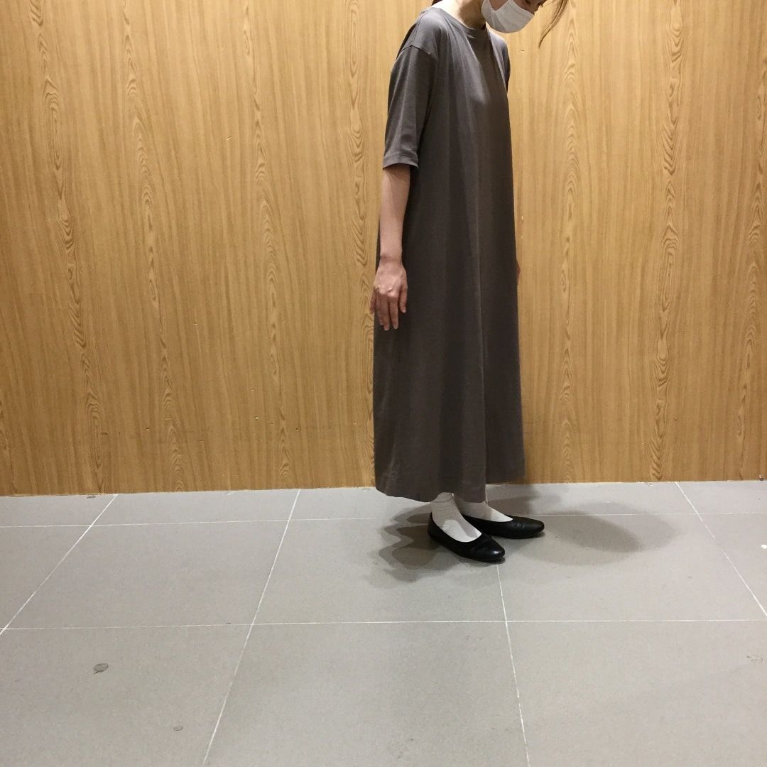 細番手二重編み五分袖ワンピース