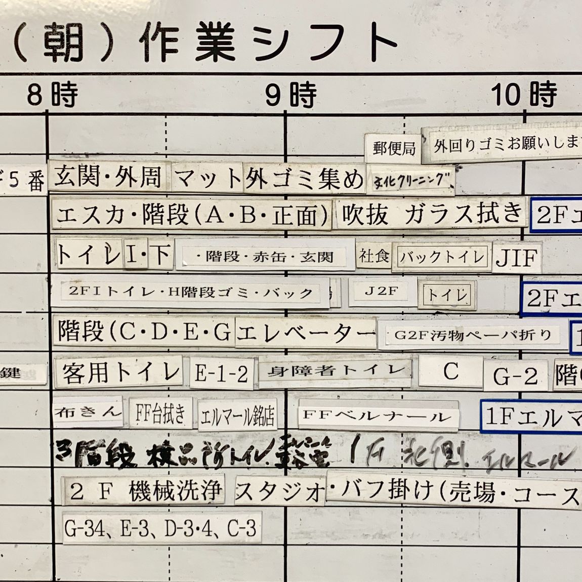 清掃員の方の1日の作業シフト