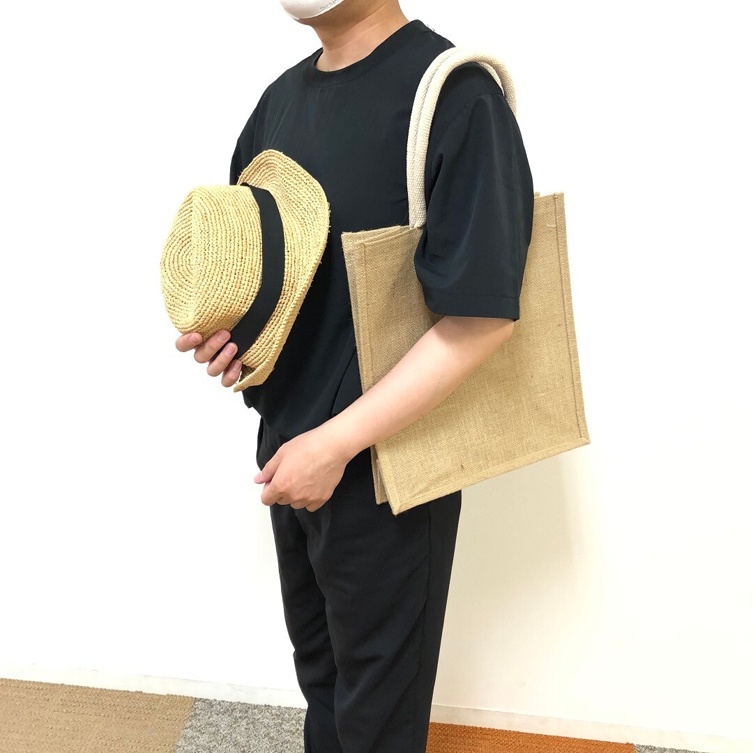 【ザ・モール仙台長町】ジュートマイバッグ　男性のコーディネート