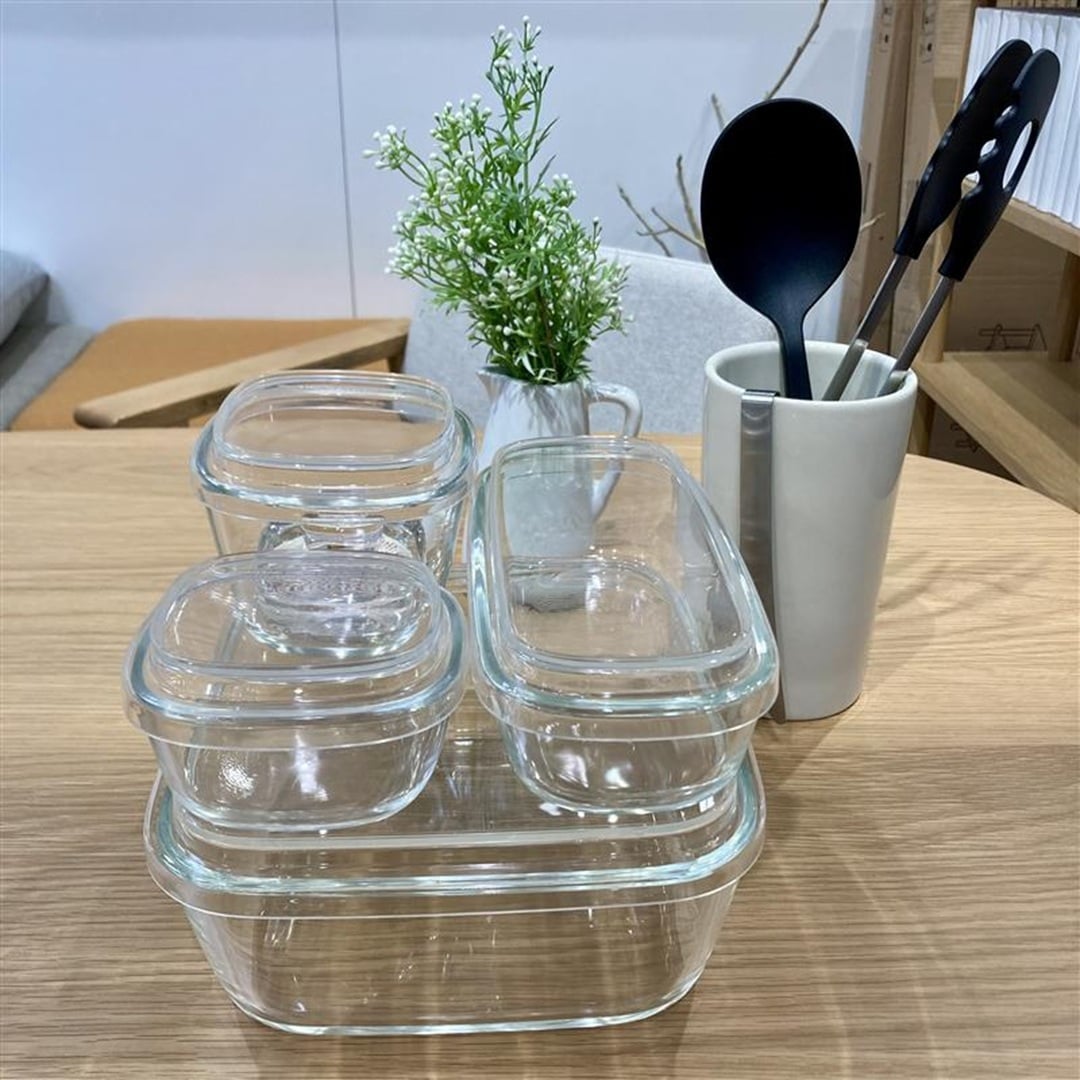 スタッキングできる耐熱ガラス容器