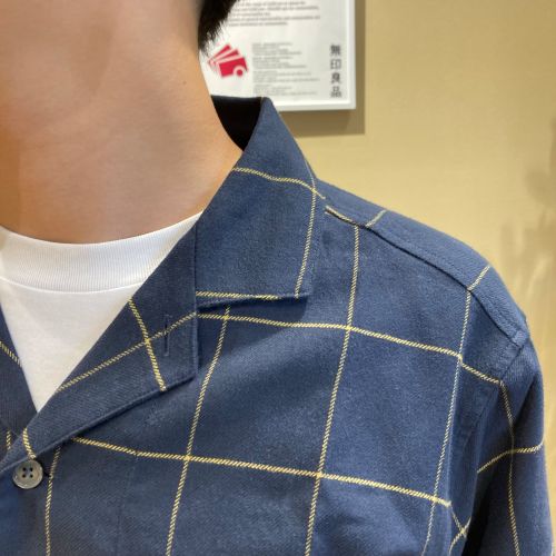 無印良品のフランネルパジャマの襟元の写真