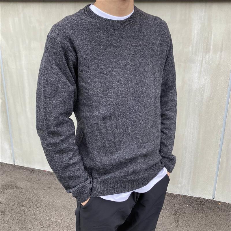 洗えるウールミドルゲージクルーネックセーター