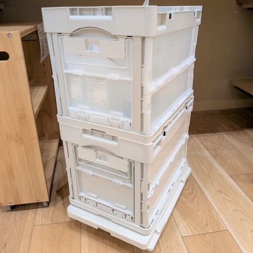 折りたたみコンテナを台車に乗せた画像