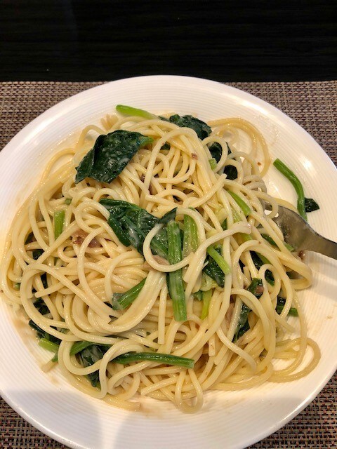 【柏ステーションモール】パスタとほうれん草