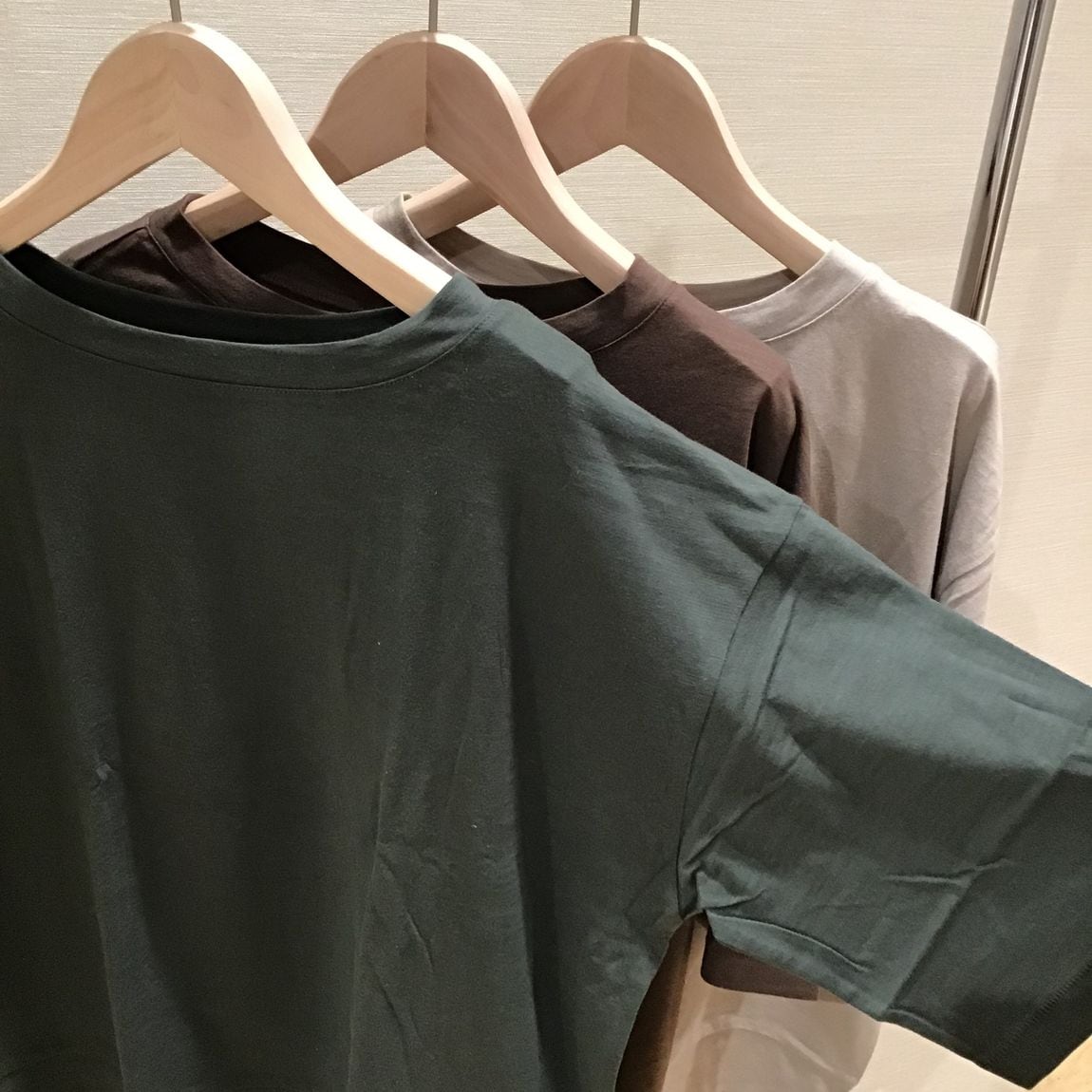 ムラ糸天竺編み五分袖Tシャツ