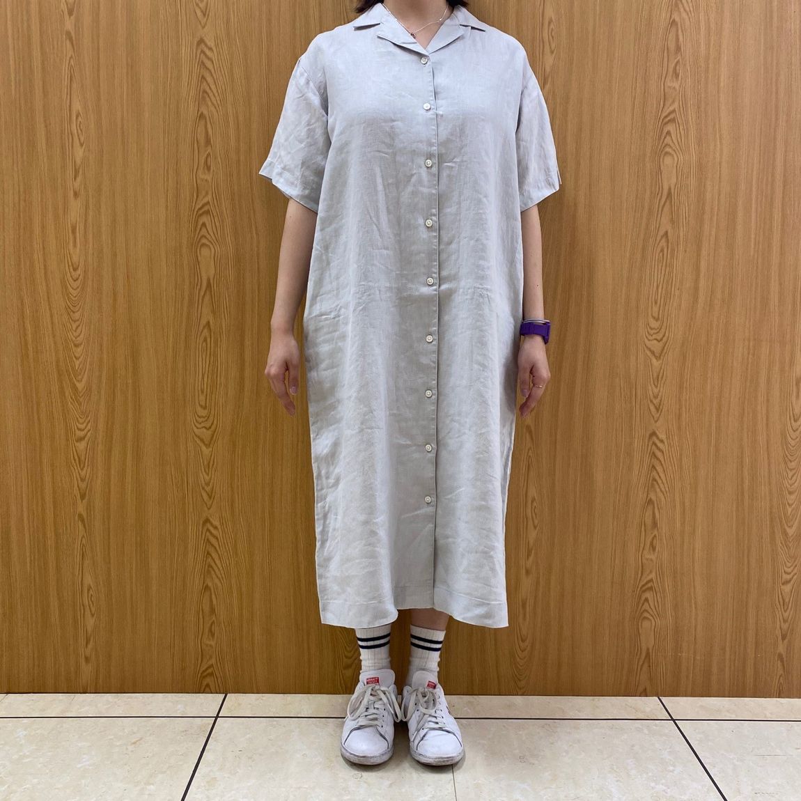 浅草ROX】フレンチリネン洗いざらし半袖ワンピース｜スタッフの
