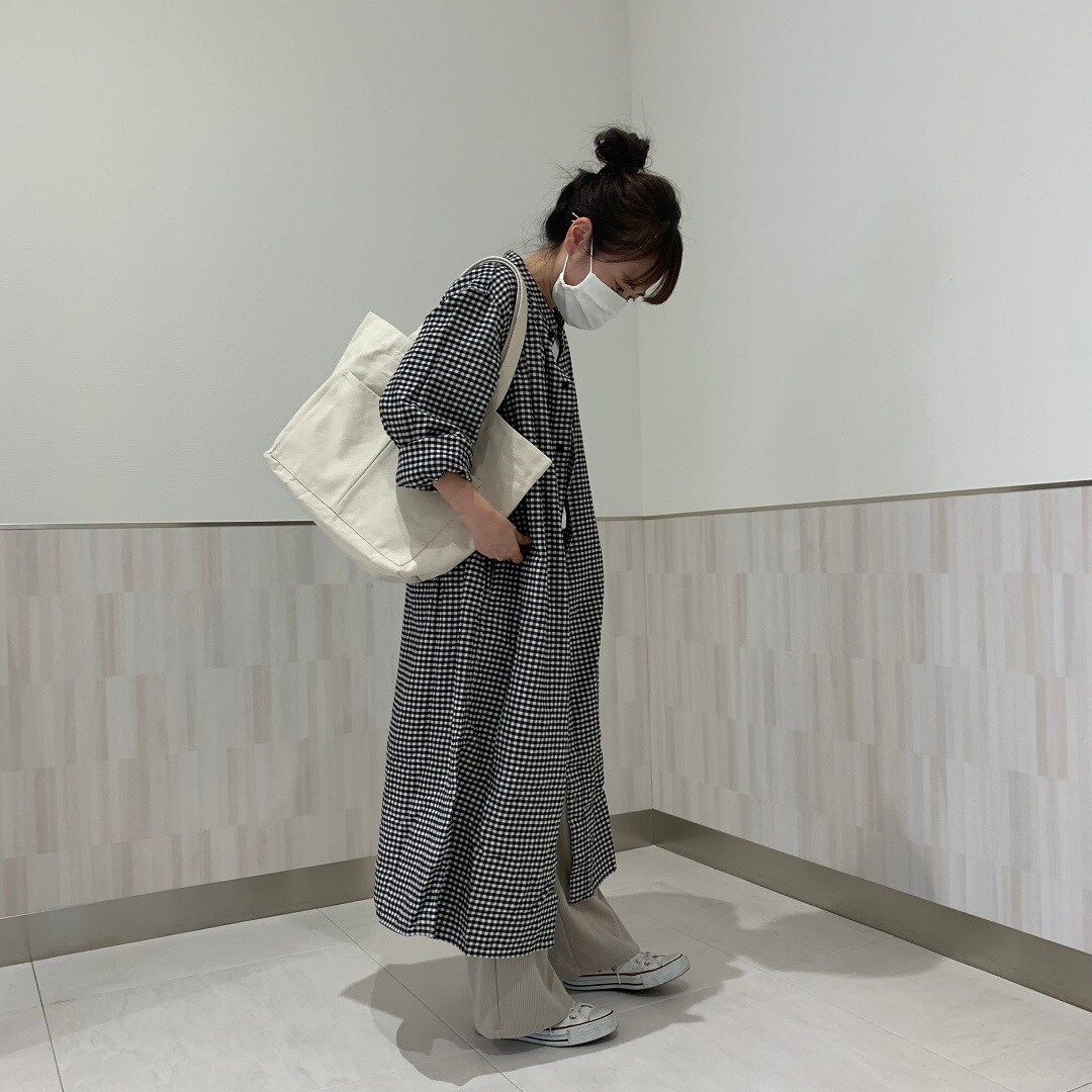 スタンドカラーロング丈シャツ画像１