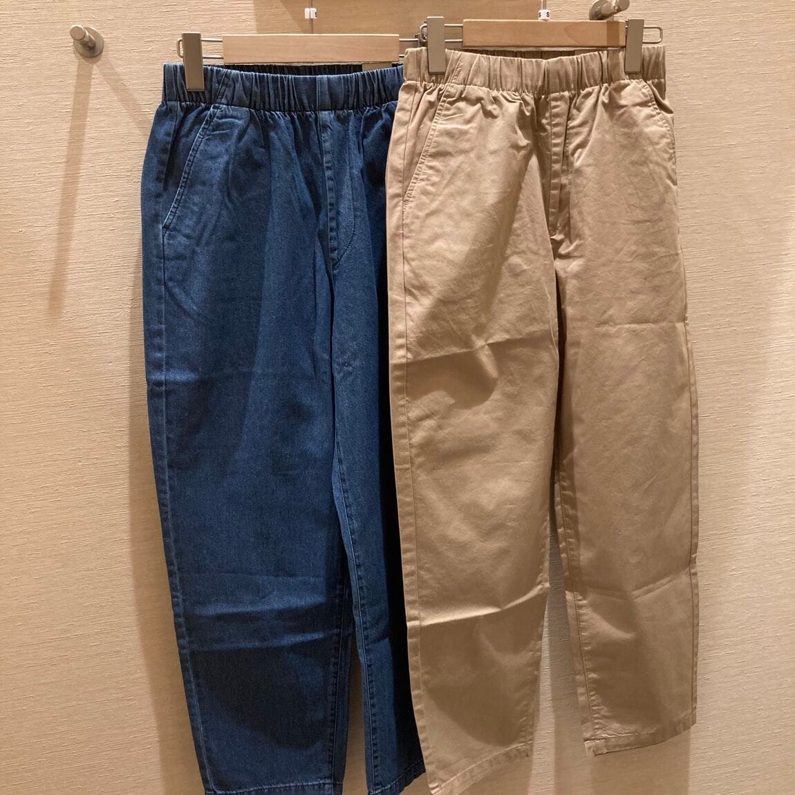 婦人洗いざらしコットン/デニムイージーテーパードパンツ