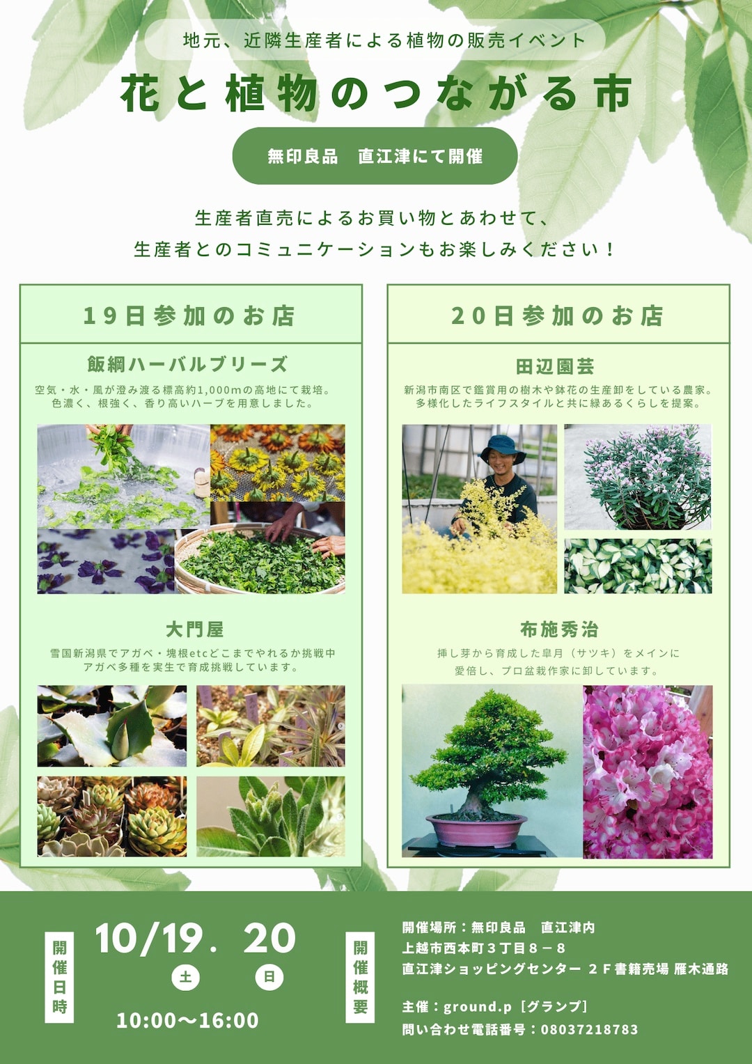 花と植物のつながる市のお知らせです。