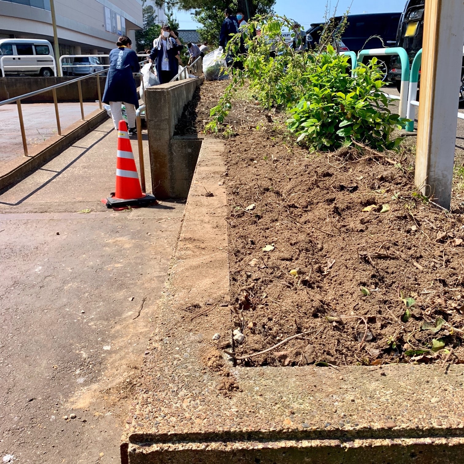 耕した後の花壇