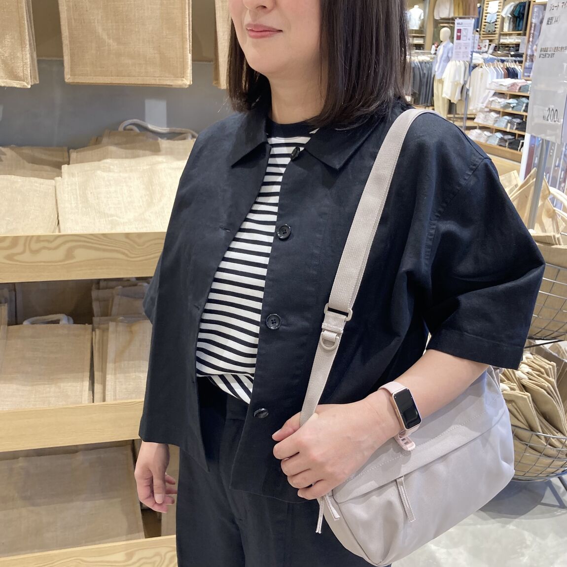 ヘンプ混ツイル半袖シャツ半身