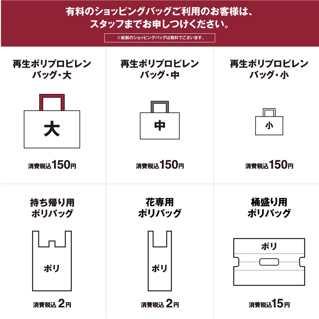 【イオンモール堺北花田】有料レジ袋のご案内