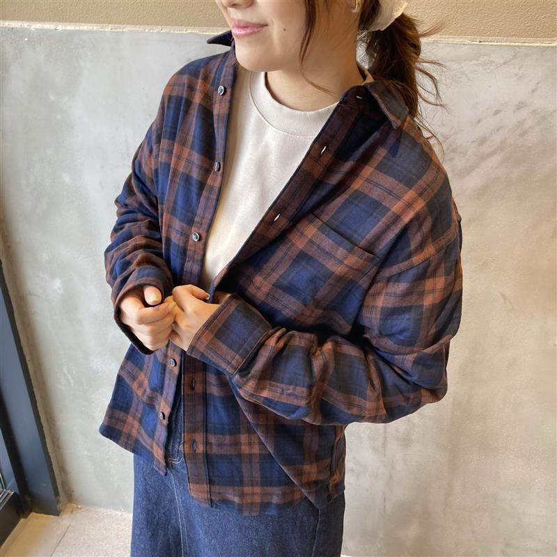 紳士両面起毛フランネル長袖シャツ